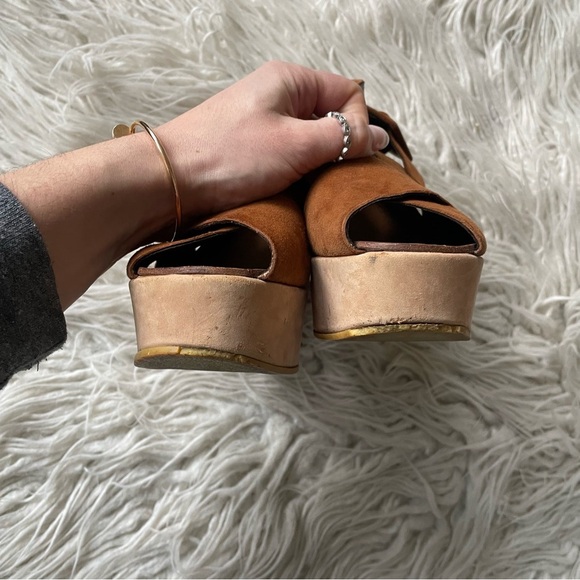 Robert Clergerie Brown Color Block Suede Slingback Open Toe Platform Sandals 6 - Picture 8 of 12